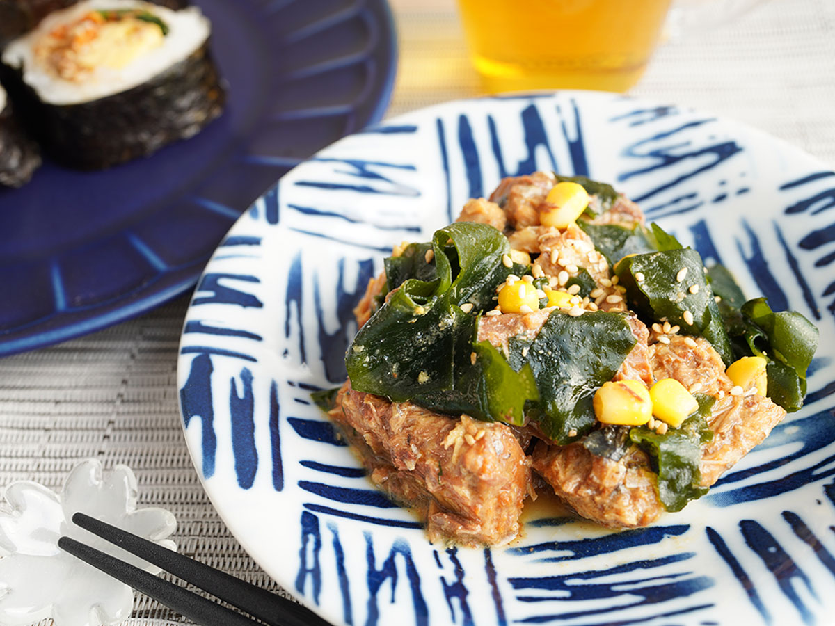 混合就好！ “鯖魚、裙帶菜海藻和玉米納穆爾”塑料袋食譜